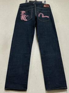 EVISU エヴィス エビス LOT 2000 SPECIAL ピンクペイントセルビッチ デニムパンツ 濃紺 大きいサイズ 36 　 BJBD.AA