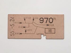 【希少品セール】国鉄 地図式乗車券 (旭→970円区間) 旭駅発行 1146