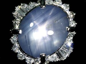 KV14203SS【1円～】新品仕上【RK宝石】ジュエリーマキ 上質非加熱スターサファイア 大粒6.08ct! 極上ダイヤモンド Pt850 高級リング ダイヤ