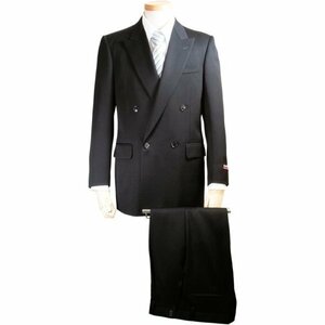 A2 紳士 ダブル ブラック フォーマル スーツ ワンタック R3880