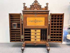 レア！■wooton desk/ウートンデスク■1800年代アンティーク 折りたたみ式 ライティングデスク 鍵＆キャスター付 チャーター便★埼玉発送