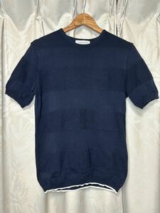 TOMORROWLAND tricot トゥモローランド トリコット サマーニット 上品 Tシャツ ボーダー ネイビー 半袖