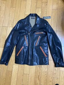 タグ付き未使用品warp and woof Aviatorstyle Motorcycle Jacketワープアンドウーフ　レザージャケット　ライダース　渋鞣しゴートスキン　