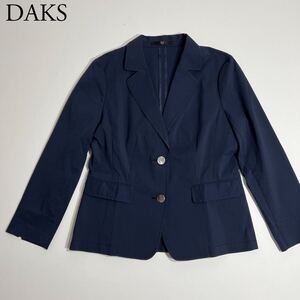 美品 DAKS ダックス テーラードジャケット トップス　アウター　ネイビー 長袖　羽織　ロゴボタン 42 レディース