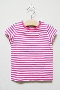 【中古】miki HOUSE ミキハウス 子供服 女の子 キッズ 半袖 Tシャツ ボーダー 春夏 110cm