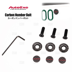 AutoExe オートエクゼ Carbon Number Bolt カーボンナンバーボルト 一台分 前後/3個セット (C9A1-V9-760