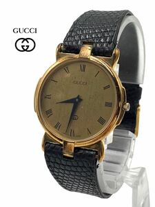 GUCCI グッチ　腕時計　メンズ　ゴールド　リザード　3400m 可動品　良品