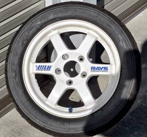 【必見希少】RAYS レイズ VOLK Racing TE37 5H 15インチ PCD114.3 6J +45 ホワイト 2本 EK9/DC2[8]