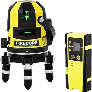 ■送料無料■Firecore 5ライン グリーンレーザー墨出し器 FIR411G レーザーレベル 高輝度 高精度 大矩 受光器対応