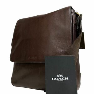 1円【入手困難品】定価10万円 コーチ COACH ショルダーバッグ メッセンジャーバッグ ヘリテージバッグ レザー ブラウン メンズ レディース