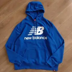 new balance プルオーバーパーカー/裏起毛なし 青/古着/XL