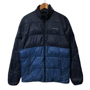 OAKLEY オークリー PUFFER BLOCK COLOR UTLITY JACKET 中綿 ジャケット ブルゾン M ネイビー ブルー ロゴ メンズ OU8