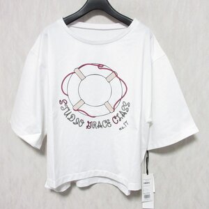 未使用 24SS GRACE Class グレースクラス オンライン完売モデル プリントトップ Tシャツ カットソー 0224242161 36 ホワイト ◆