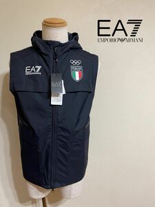 【新品】 EMPORIO ARMANI エンポリオ アルマーニ 東京オリンピック イタリア代表 ウインドジャケット ジップパーカー ベスト サイズM 濃紺