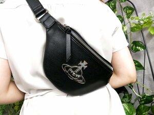 ●超美品●Vivienne Westwood ヴィヴィアン・ウエストウッド●HILDA SMALL BUM BAG●レザー 本革●ボディ バッグ●黒●SV金具●Js47607