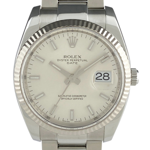 ロレックス ROLEX オイスターパーペチュアル デイト 115234 腕時計 SS WG 自動巻き シルバー ボーイズ 【中古】