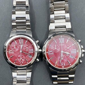 Q136 可動 CITIZEN シチズン H504-T012493 H504-T012477 2本おまとめ メンズレディース クロスシー Eco-Drive エコドライブ 腕時計 赤