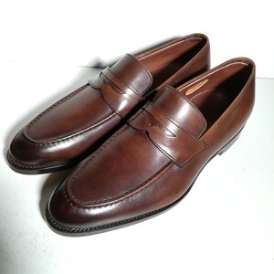 c0360 【新品同様・試着程度】 ★サントーニ Santoni★ コインローファー 5 24.0~24.5cm程度 茶 ドレスシューズ 高級革靴 紳士靴 本革