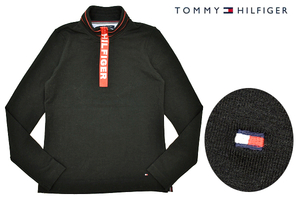 Y-7881★送料無料★美品★TOMMY HILFIGER GOLF トミーヒルフィガー ゴルフ★正規品 ロゴ刺繍 ブラック黒色 ハーフジップ 長袖 シャツ Ｓ 