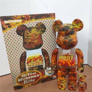 ベアブリック bearbrick MY FIRST BE@RBRICK 100％ & 400％ AUTUMN LEAVES Ver. メディコムトイ 280mmと70mm