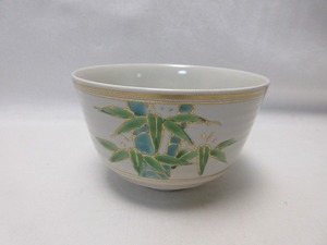 I10106 【 美品 茶道具 昌山作 金彩竹色絵 茶碗 陶印 箱無 】 検) 作家物 煎茶道具 茶懐石 茶湯 茶呑 茶事 茶器 お稽古 お点前 古玩 ⅰ