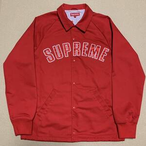 美品 M Supreme Twill Coaches Jacket 2015FW red 赤 レッド arc logo シュプリーム アーチロゴ コーチジャケット