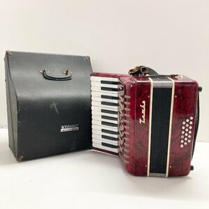 ◆【ジャンク品】TOMBO トンボ No.28 ACCORDION アコーディオン 25鍵盤 18ベース 赤 ケース付 蛇腹 鍵盤楽器 現状品 (E4)O/S60702/2/5.6