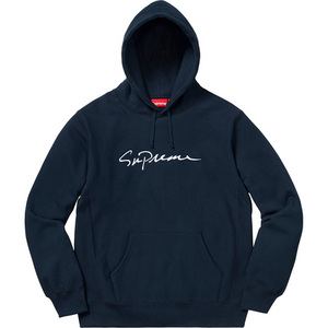 即決 supreme classic script hooded navy L