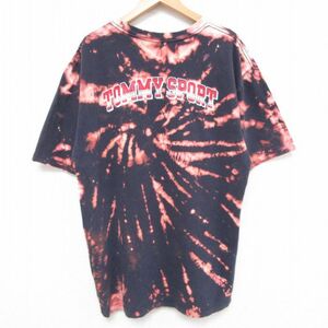 XL/古着 トミーヒルフィガー TOMMY HILFIGER 半袖 ブランド Tシャツ メンズ 00s トミースポーツ クルーネック 黒他 ブラック ブリーチ