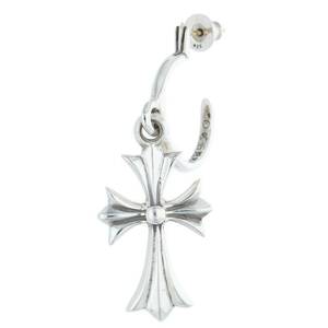 クロムハーツ Chrome Hearts TINY CH CROSS/タイニーCHクロスフープ シルバーピアス 中古 SS07