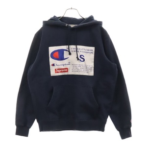 SUPREME シュプリーム 18AW Label Hooded Sweatshirt コーナーラベル フーデッド スウェットシャツ プルオーバーパーカー ネイビー