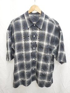 ◇ ◎⊂ koti BEAUTY&YOUTH チェック　WOOL SHORT SLEEVE SHIRT 半袖 シャツ サイズL グレー系 メンズ P