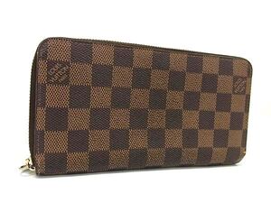 1円 LOUIS VUITTON ルイヴィトン N41661 ダミエ ジッピーウォレット ラウンドファスナー 長財布 レディース ブラウン系 BK2077