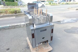 静岡県発　都市ガス　三栄　自動茹で麺機　NSU6-60H　100V　ゆで麺機　業務用　厨房　ガス式　6テボ　サンエイ　マルチボイル