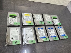 【中古品】管1F86 HDD 500GB 3.5インチ 10個セット　フォーマット済み SEAGATE/WD/TOSHIBA 