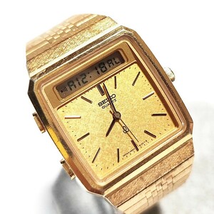 動作品 SEIKO セイコー アナデジ アナログ デジタル ゴールド H557-5080 腕時計 QZ メンズ 腕時計 稼働品 J673　