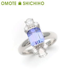 PT900 タンザナイト ダイヤモンド リング 9号 Z:1.03ct D:0.48ct プラチナ 指輪 美品 仕上済 ソーティング付き◆中古品(新品仕上済)