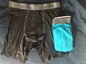 新品 未使用 Hanes TAGLESS BOXER BRIEFS FLEX FIT フレックスフィット ブラック ブルー 青 黒 2枚セット日本サイズL~LL XL へインツ