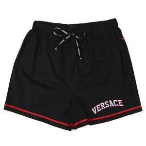 ヴェルサーチVERSACE MARE ロゴステッチショーツ 黒赤水色M