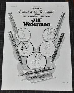 WATERMAN　ウォーターマン　万年筆　１９３７年　オリジナル　フランス雑誌広告　フランス b