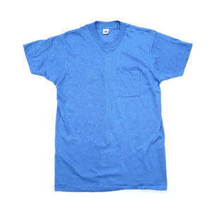 デッドストック 80s ビンテージ FRUIT OF THE LOOM フルーツオブザルーム USA製 ポケット Tシャツ ポケT 無地 青 XL アメカジ ワーク 古着