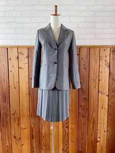 as know as de base レディース スカート スーツ 1 Sサイズ位 グレー系 プリーツ アズノウアズ skirt suit ビジネス 膝丈 膝下 ジャケット