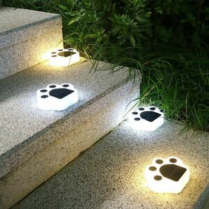 ☆2個セット　猫 犬　動物 足跡　防水 LED ソーラー 庭 ガーデンライト