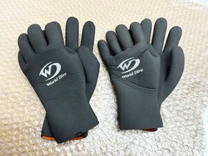 USED WorldDive ワールドダイブ ウィンターグローブ 2.5mm サイズ M XS 2点セット 記名あり グローブ スキューバダイビング 67C6