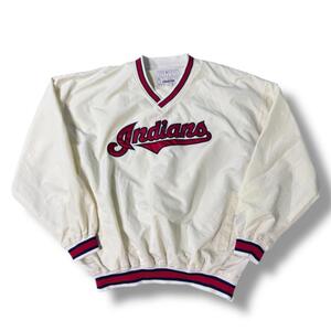 90s MLB インディアンズ ナイロンプルオーバー 古着 XL ヴィンテージ