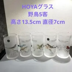 HOYA    クリスタルガラス　バードウオッチング野鳥グラス5客