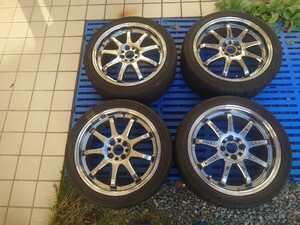 WORK EMOTION XD9 メッキ　エモーション　17x7J　+42　PCD100 　4穴　 中古　タイヤ付き