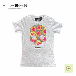 【美品】 HYDROGEN ハイドロゲン SPORTWEAR スポーツウェア 半袖 Tシャツ HAWAII スカル 花 アロハ トロピカル ハイビスカス トップス