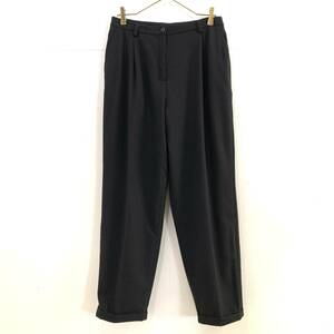 ☆90s Vintage LAUREN RALPH LAUREN PETITE ラルフローレン 1タックウールスラックスパンツ ブラック サイズ12P【送料一律/同梱可能】H