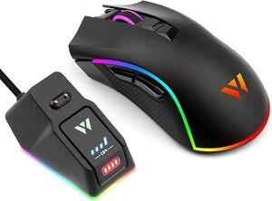 WizarD】充電ステーション付ワイヤレスゲーミングマウス 無線 10000DPI 低遅延 MK21C1　新品未使用未開封